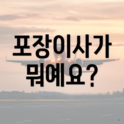 포장이사가 뭐예요?