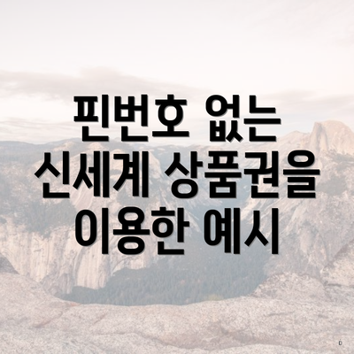 핀번호 없는 신세계 상품권을 이용한 예시