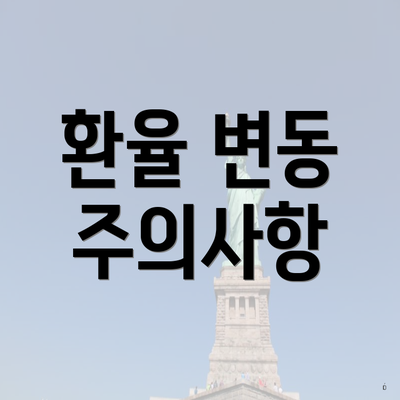 환율 변동 주의사항